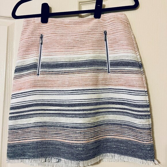 Ann Taylor Loft Tweed Fringe Hem Mini Skirt - Picture 2 of 5